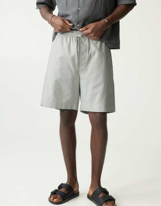 Pull&Bear - Bermuda stile joggers in misto lino color menta