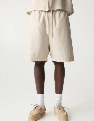 Bermuda style jogging en lin mlang - Beige - Pull & bear - Modalova