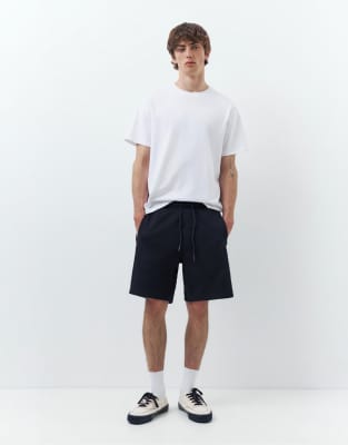 Pull & Bear - Bermuda style jogging en piqué - Noir
