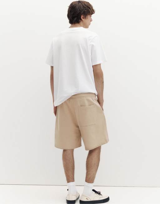 Pull&Bear - Bermuda style pantalon de jogging à logo - Sable, 3 de 4