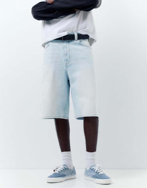 Pull&Bear - Bermuda style skateur en jean - Bleu pâle, 4 de 4