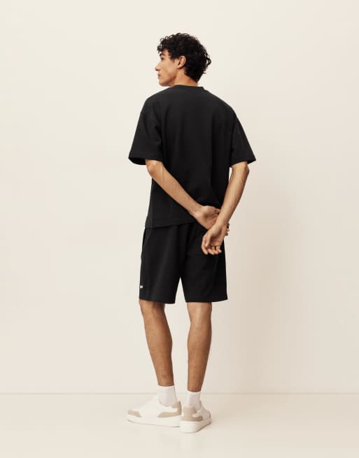Pull&Bear – Bermuda – Svarta mjukisbyxor med logga, 3 av 4