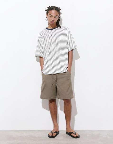 Pull&Bear bermudashort met elastische tailleband in kaki - view 1