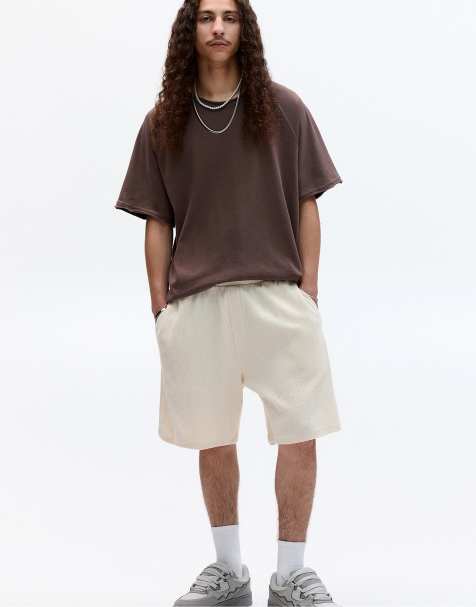Pull&Bear – Bermudashorts aus Strick in Wollweiß mit Waffelstruktur - view 1