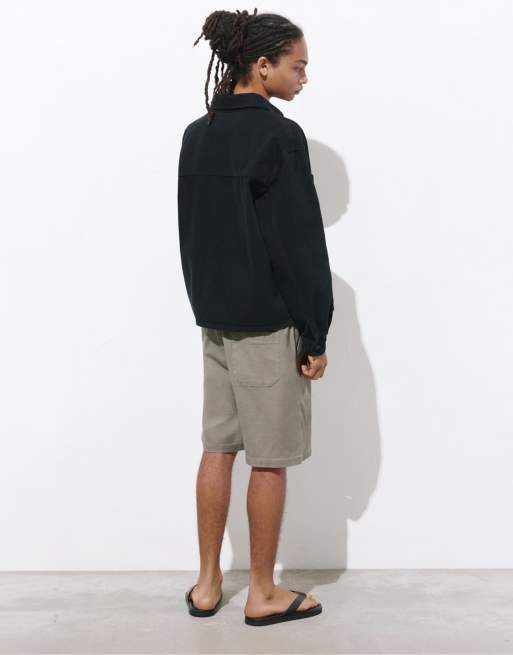 Pull&Bear – Bermudashorts in Grau mit elastischem Bund, 2 von 4