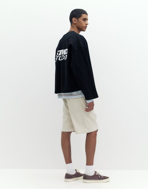 Pull&Bear – Bermudashorts in Sandbeige mit elastischem Bund - view 1