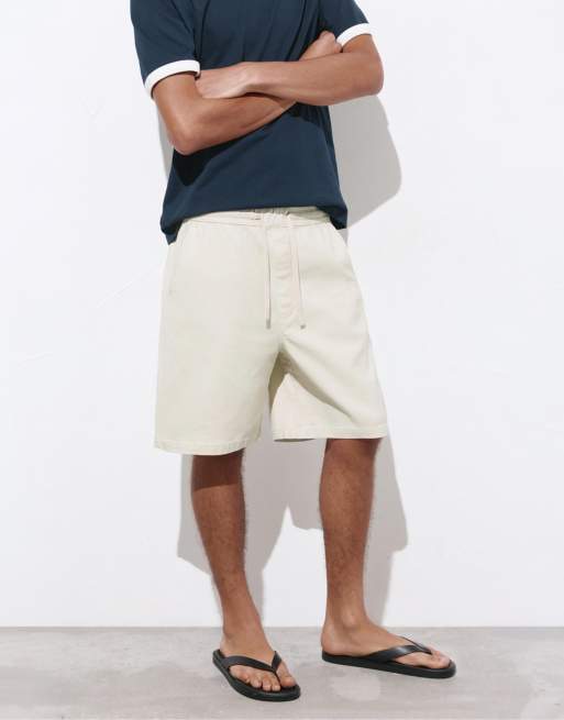 Pull&Bear – Bermudashorts in Sandbeige mit elastischem Bund, 4 von 4