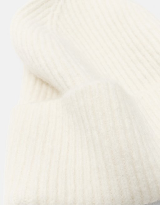 Pull&Bear berretto in maglia a coste beige, 3 di 4