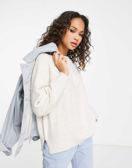 Pull&Bear – Besonders weicher Pullover in Ecru