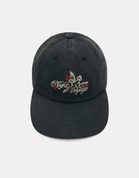 Pull&Bear – Bestickte Kappe in meliertem Schwarz - view 1