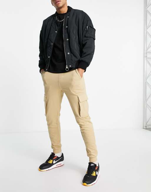 Pull&Bear – Beżowe joggersy bojówki