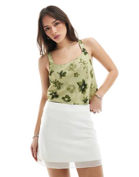 Pull&Bear – Biała spódnica mini z siateczkową warstwą - view 1