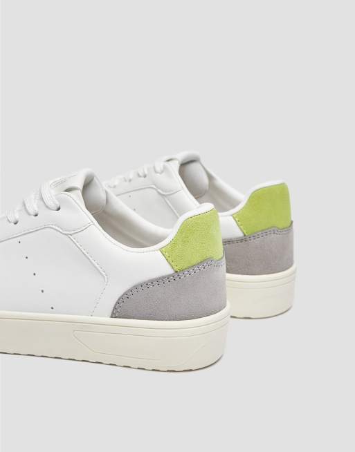 Pull&Bear – Białe buty sportowe w stylu retro, z blokami kolorów, 4 z 4