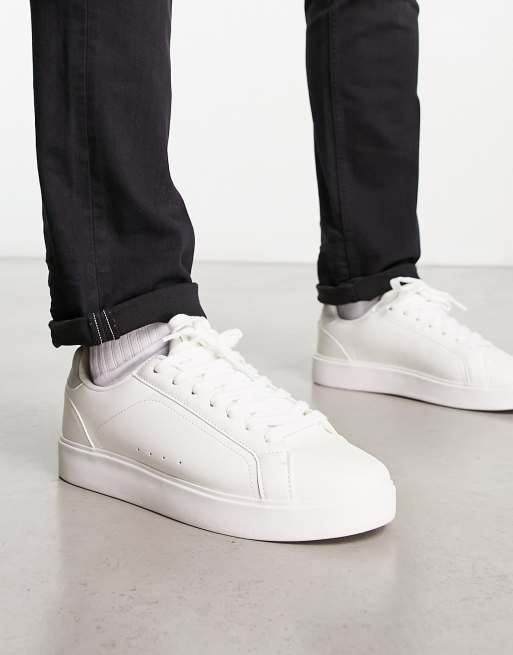Pull&Bear – Białe sznurowane buty sportowe