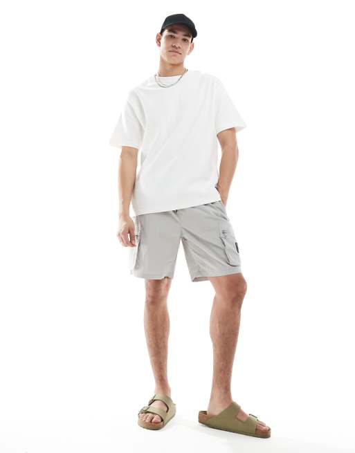 Pull&Bear – Biały prążkowany T-shirt o pudełkowym kroju, 2 z 4