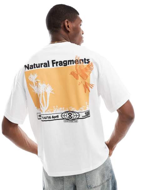 Pull&Bear – Biały T-shirt z grafiką z napisem „Natural Fragments” - view 1