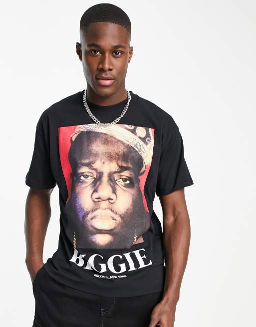 Pull&Bear biggie brooklyn printed t-shirt in black | ASOS