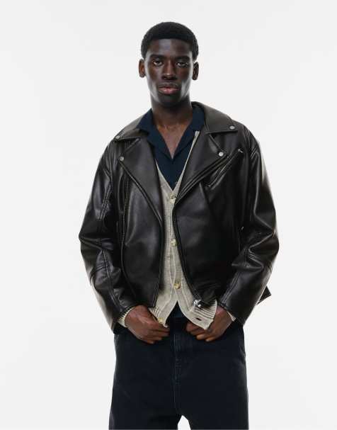 Pull&Bear - Bikerjack van imitatieleer in zwart - view 1