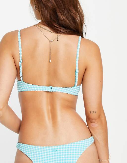 Pull&Bear - Bikini à balconnets et carreaux vichy - Bleu, 2 de 4