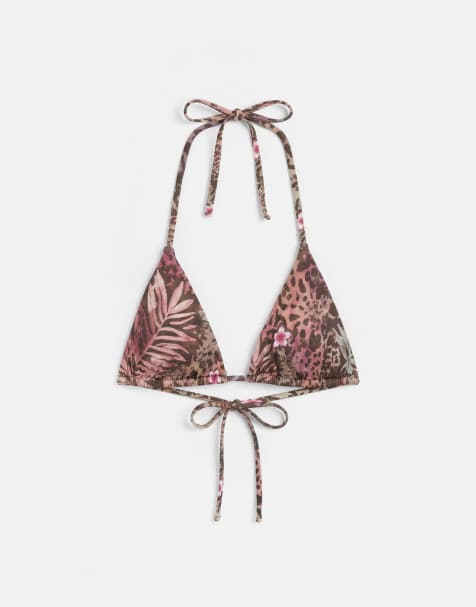 Pull&Bear - Bikini met print in bruin - view 1