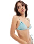 [Pull & Bear] Pull & Bear bikini top in metallic blue M BLUE