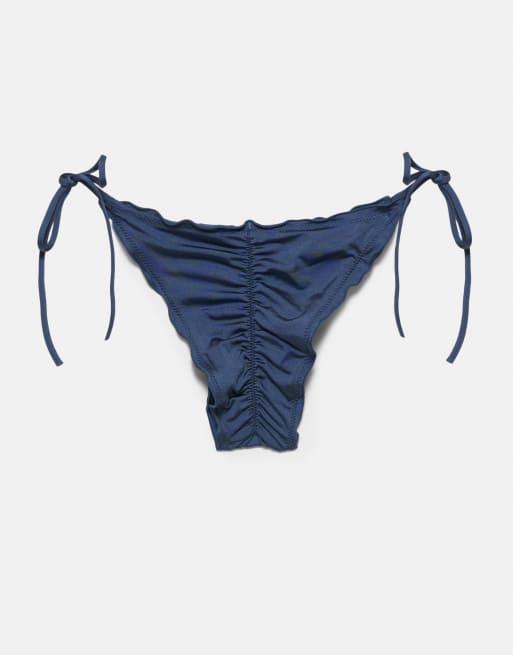Pull&Bear - Bikinibroekje met ruches in blauw, 3 van 4