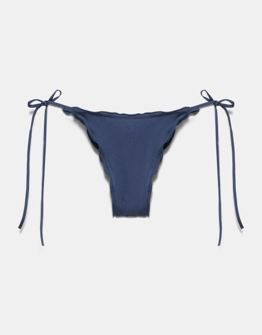 Pull&Bear - Bikinibroekje met ruches in blauw, 4 van 4
