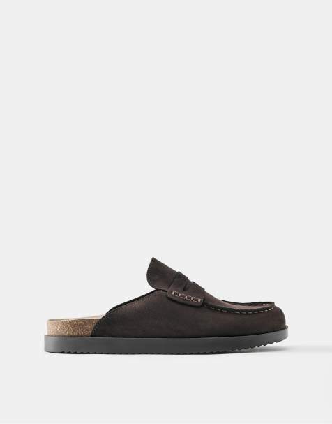 Pull&Bear Bit detail clogs in brown - view 1