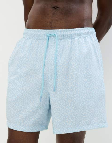 Pull&Bear - Blå badeshorts med blomstermønster - view 1