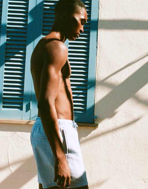 Pull&Bear – Blå badshorts i bäckebölja, 2 av 4