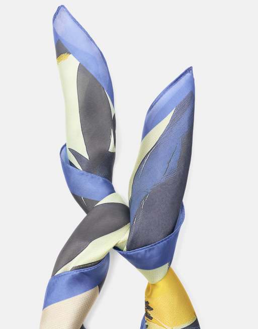 Pull&Bear – Blå, blommig sjal i satin, 4 av 4