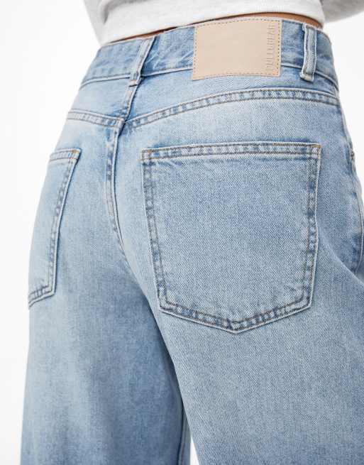 Pull&Bear - Blå cropped jeans med opsmøg, 3 af 4