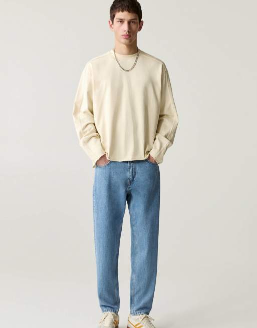 Pull&Bear - Blå denimjeans med almindelig pasform
