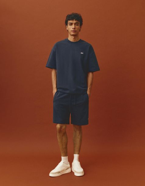 Pull&Bear - Blå kortærmet T-shirt i kraftigt stof - view 1