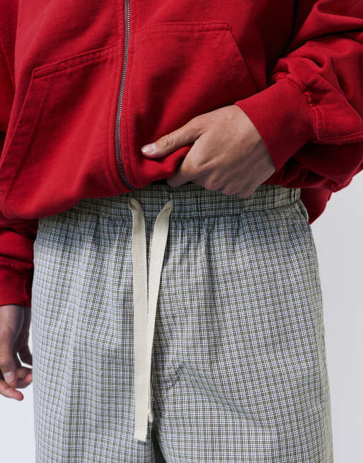 Pull&Bear – Blå- och vitrutiga mjukisbyxor, 3 av 4