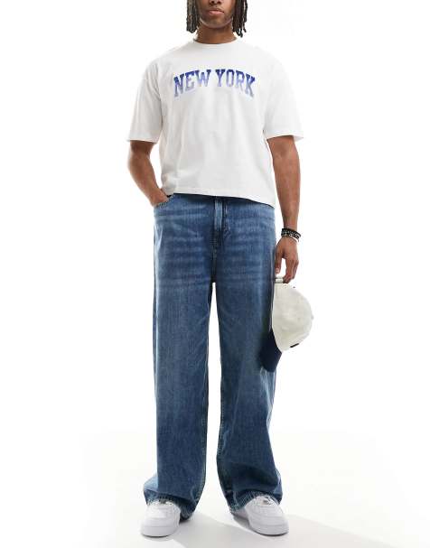 Pull&Bear - Blå posede pull-on-jeans - view 1