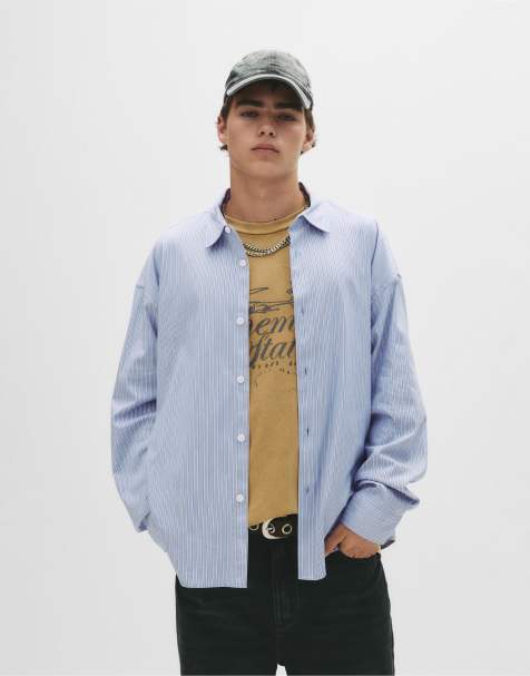 Pull&Bear – Blå skjorta med långa ärmar - view 1