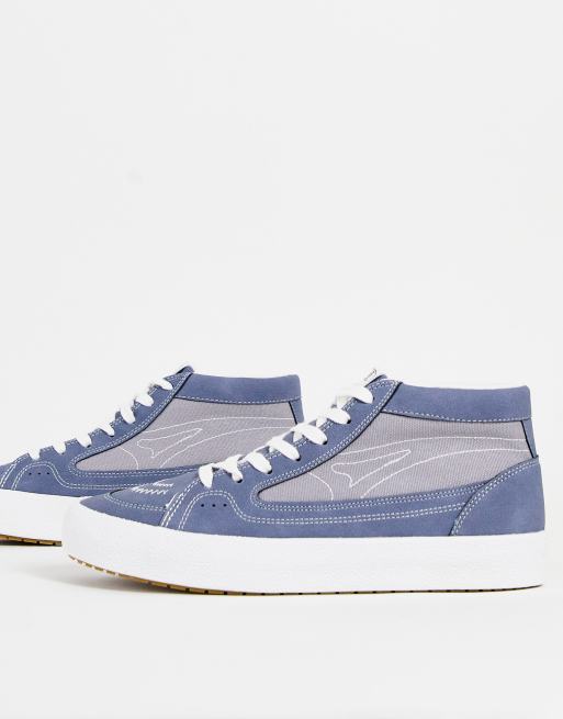 Pull&Bear – Blå sneakers av mockaimitation i skatestil med högt skaft