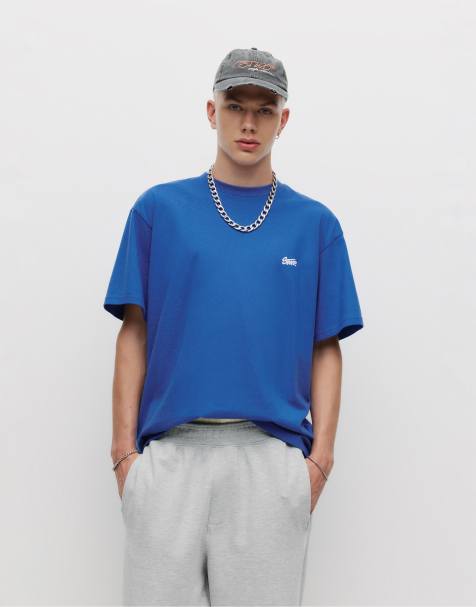 Pull&Bear - Blå T-shirt med STWD-logo - view 1