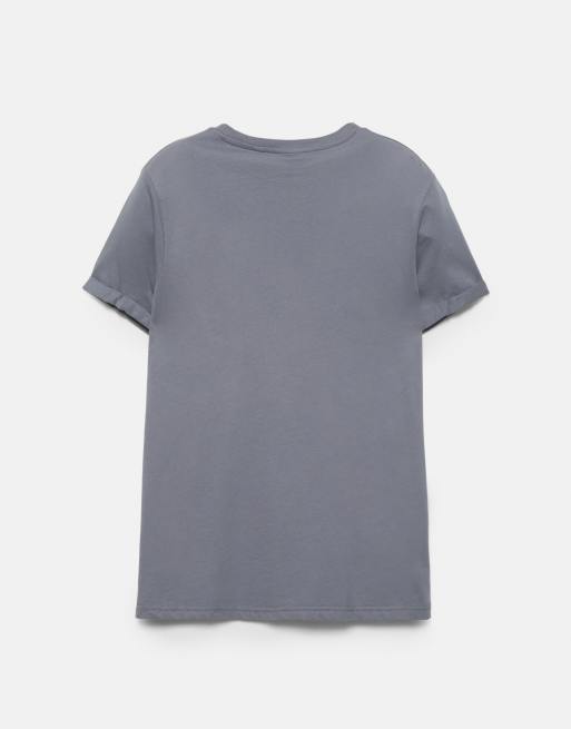 Pull&Bear - Blå tætsiddende basis-T-shirt, 7 af 7