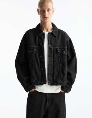 Pull & Bear Black Label co-ord denim jacket in grey