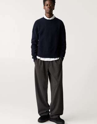 Pull & Bear Black Label Stripe Tailored Pants In Gray