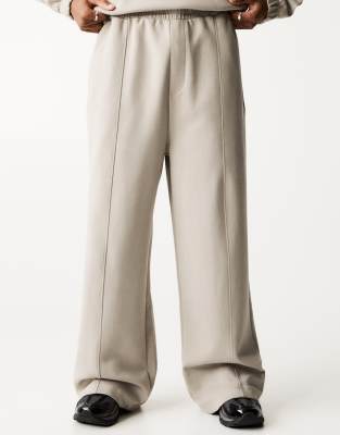 Black Label wide leg tailored pants in ecru-Neutral