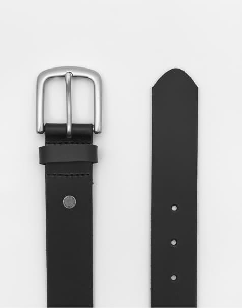 Pull&Bear Black leather belt in black - view 1