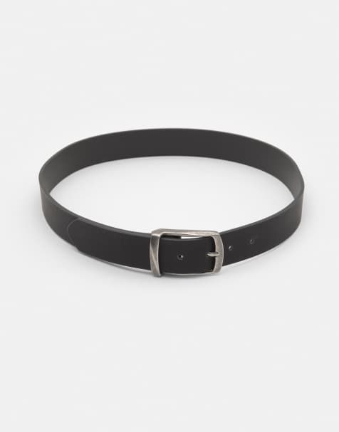 Pull&Bear Black leather effect belt in black - view 1