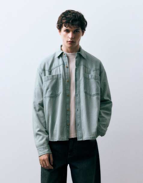 Pull&Bear – Blårandig skjorta i cowboystil - view 1