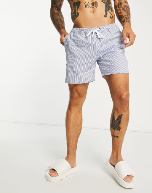 Pull&Bear - Blåstribede badeshorts - Kun hos ASOS