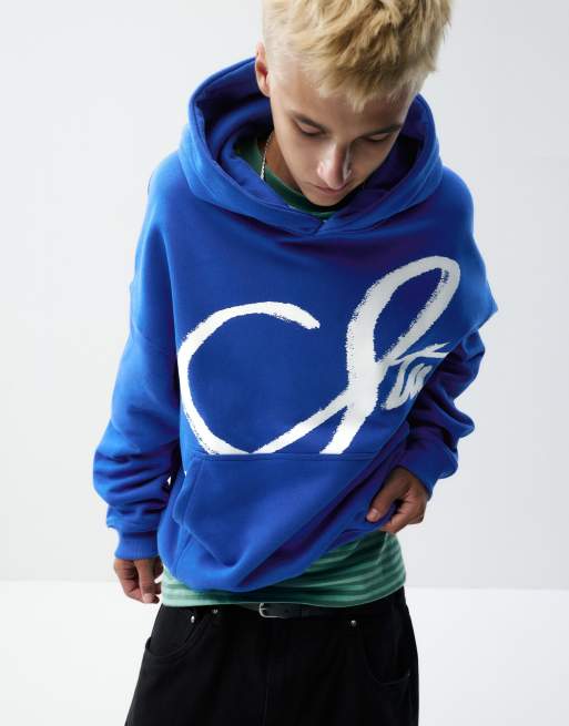 Pull&Bear blauer stwd-Hoodie in Indigo, 3 von 7