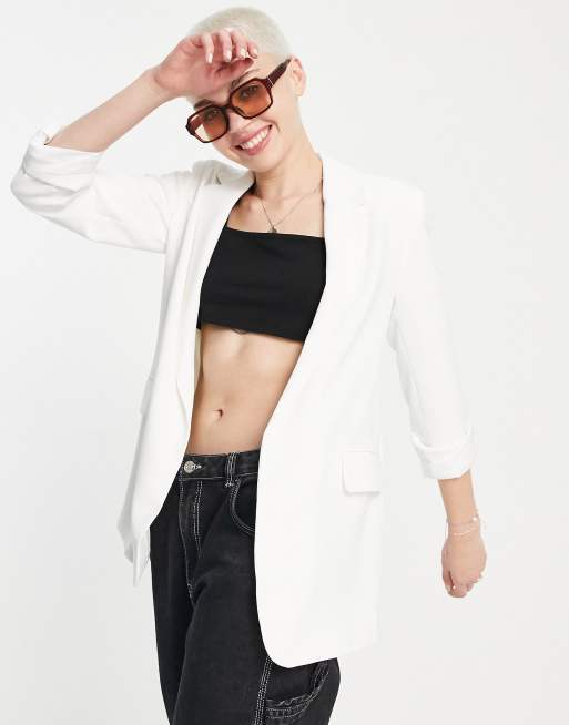Pull&Bear - Blazer ajusté - Blanc