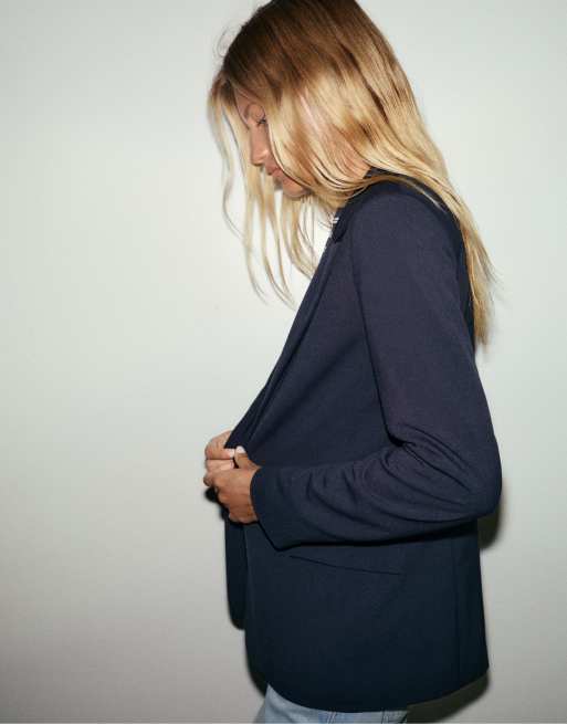 Pull&Bear - Blazer basic blu navy, 5 di 7
